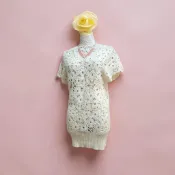 *♡*正韓2'Nd Skin/米白色/毛料.花朵鏤空針織上衣/適M/近新/二手衣《Anna的百寶箱》