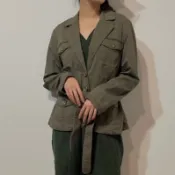 【H&M】🤍九成新 軍綠布面西裝外套 Size 標碼US16(實際約M)