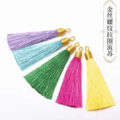 【兩條起拍】~金冒螺紋流蘇穗子8cm短版手工編織飾品DIY手把繩香包掛繩配件批發