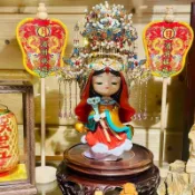 天上聖母湄洲媽祖精美刺繡日月扇一對平安車掛車飾擺文創禮品