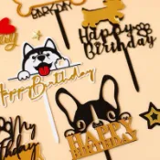[Stella狂想曲］狗狗 狗 生日快樂 蛋糕裝飾 烘焙裝飾 生日裝飾 哈士奇