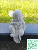 青斗石靜思小沙彌石像 園藝禪風造景休憩小僧戶外景觀石雕擺設