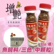 【悠游增艷魚飼料/三色(中顆粒)-90g】花羅漢 中型魚 肉食性 中顆粒 半浮飼料 魚飼料 台灣製
