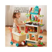(店+)兒童過家家玩具迷你廚房購物小推車做飯餐廚具女孩角色扮演迷你