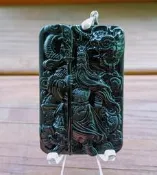 【呼嚕嚕】天然透體黑曜石龍形關聖帝君(關公)吊墜