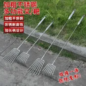 ✈️免運🚚加長不鏽鋼一體鋼柄小耙子園藝多爪耙鬆土耙子海鮮耙園林耙土蛤蜊