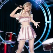 思莉太太❤️現貨 女團扮演idol雙子星撞色露背短版上衣辣妹超短裙性感套裝 角色 裝扮服飾 派對洋裝 約會戰服 夜店女裝