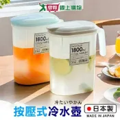愛買線上購物 YAMADA 日本製 按壓式單耳冷水壺 1800ml(白色/藍色) 單手開蓋 水壺 冷水壺 耐冷熱 大口徑【愛買】