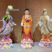 可開發票西方三聖菩薩阿彌陀佛神像佛像大勢供奉樹脂寺廟大型銅像真身為含運