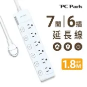 【順發線上購物】PC Park PA606/七開六插延長線/1.8M(6尺) 3孔延長線