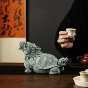 貝貝⭐ 精品國風青砂石龍龜茶寵 大號龍龜擺件 青砂石石雕龍龜 招財開運小物 玄武擺件 桌面擺件魚缸造景家居裝飾 ⭐優選