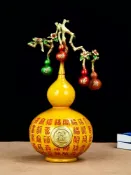 協貿國際日用品生活9館 卓弘 《福祿壽喜財》彩繪銅葫蘆開蓋百福客廳書房工藝品擺件