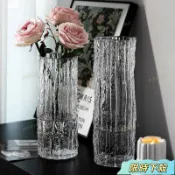 限時特惠25高大號輕奢玻璃花瓶透明水養富貴竹客廳桌面插乾花裝飾擺件