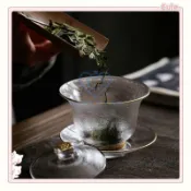 🔥臺灣出貨🔥日式蓋碗 全手工耐熱玻璃三才玻璃蓋碗 功夫茶具 特大號小青柑泡茶器 錘紋玻璃 茶道配件 包郵