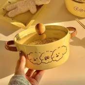 臺灣🎀碗 泡麪碗可愛狗泡麪碗陶瓷帶蓋大容量雙耳麪碗學生宿舍方便麪碗螺螄粉湯碗