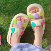 咩兒代購✨INS系列 愛心 渡假風 休閒拖鞋