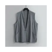 (店+)不空军渔具店大碼背心 男 薄背心 釣魚背心 背心外套 多口袋背心 無袖夏季休閒亞麻馬甲 棉麻背心汗衫複古盤扣中式唐裝馬褂