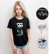 (店+)【KARL LAGERFELD 卡爾】 女款 黑白兩色 老佛爺 貓咪 圖案 圓領T恤