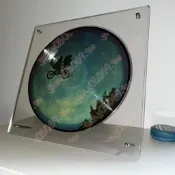 壓克力相框 展示架 飾品展示架 亞克力相框電子晶圓晶片展示架圓形芯片透明陳列板硅片收納盒一體-=9O弦