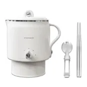 (店+)【THOMSON】304陶瓷雙電壓防燙旅行美顏鍋 奶油白(TM-SAK66)旅行鍋/空姐鍋/美食鍋/電火鍋