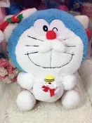 ♥小花花日本精品♥Doraemon哆啦A夢2019聖誕節聖誕老公公絨毛造型變裝坐姿 布偶 娃娃 交換禮物12349708