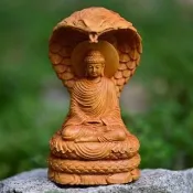 【MoonDy】木雕 擺件 崖柏木 保平安 大日如來 坐禪釋迦摩尼 佛像擺件 禪意擺設