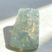 冰種油青翡翠懷古龍牌項鍊 | 天然緬甸玉A貨翡翠 | 送禮