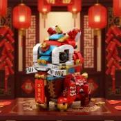 台灣出貨💫 積木拼裝 桌面擺件 祈福拼裝玩具 新款國潮神獸國潮兼容樂高積木拼裝中國風帥氣醒獅積木舞獅積木