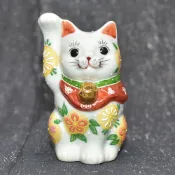 (店+)日本製 九谷燒 招財貓 花彩盛繪 開運招財貓 11.5cm ic576