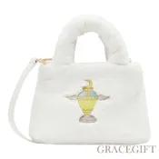 【Grace Gift】美少女戰士Crystal電繡聖杯變身器毛毛手提斜背包 白