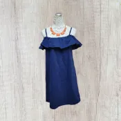 *♡*正韓THE J/荷葉一字領細肩帶牛仔丹寧洋裝/S-M/近全新/二手《Anna的百寶箱》