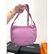 BOTTEGA VENETA BV 編織 藕紫 粉紫色 月亮包 半月包 斜背包 肩背包 側背包 手提包