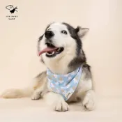 【the paws】沁藍冰淇淋甜筒 純棉寵物領巾 毛孩三角巾 貓狗通用 峇里島手工｜尺寸任選