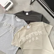 🔥【NTD】新款限時特價！BOSTON 植絨字母 落肩 寬鬆 短袖 短T 短踢 情侶T 男生 女生 上衣