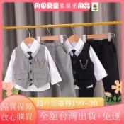 🎀熱銷新款🎀春秋季新款兒童西裝三件套 英倫男童小西裝套裝 花童禮服潮童裝兒童馬甲三件套韓版修身馬夾男童主持演出花SV