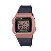 【CASIO 卡西歐】復古機能電子錶 橡膠錶帶 玫瑰金 自動月曆 生活防水(W-217HM-5A)