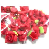 8mm軟陶附葉薔薇花