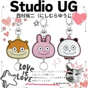 黑喵喵 | 日本正版 西村裕二 Studio UG 伸縮鑰匙圈｜開心熊貓/戀愛兔｜ 鑰匙圈 票卡扣環