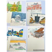 日本製 京都 鳩居堂限定 京都版畫風格明信片 清水寺 金閣寺 銀閣寺 平等院 八坂塔 龍安寺 祇園