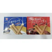 【春天五金百貨】Delifer 牛奶餡脆皮捲 可可餡脆皮捲餅乾  80g 零食 休閒 奶素 餅乾 越南 北海道 十勝牛乳