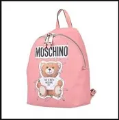 MOSCHINO 超輕立體迴紋針泰迪熊雙肩後背包 粉 現貨