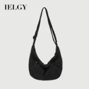 IELGY 女士斜背包 大容量帆布餃子包 百搭時尚月亮包