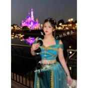 「口杯熊」肚皮舞套裝短袖舞臺表演服萬聖節cos茉莉公主迪士尼戶外攝影服裝肚皮舞異域風情服女西域舞姬表演套裝
