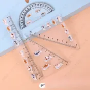 【本物研究所🎨】尺子套裝四件套尺子國小生直尺套尺尺子套裝三角尺套裝可愛卡通尺子 直尺波浪