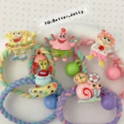🧁奶油小舖🧁現貨供應 海綿寶寶髮圈 海綿寶寶 派大星 蟹老闆 小蝸 珊迪