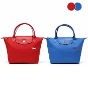 【LONGCHAMP】經典LE PLIAGE CLUB尼龍刺繡短把手提水餃包 S號(顏色任選)