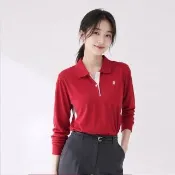 【遊遍天下】MIT台灣製女款抗UV吸濕排汗長袖POLO衫GL1055紅色(M-5L 大尺碼)