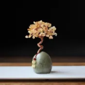 紫菀百貨店 天然黃水晶發財樹招財樹擺件居家辦公桌面擺飾茶桌清新復古小禮物