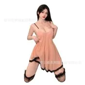 【成人專區】情趣內衣性感吊帶睡裙透視U領大裙擺甜系少女純欲風睡衣睡裙9762