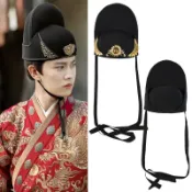 新品漢服帽男 官限定帽烏紗帽明朝飛魚服新郎官帽黑色狀元帽錦衣衛俠客帽